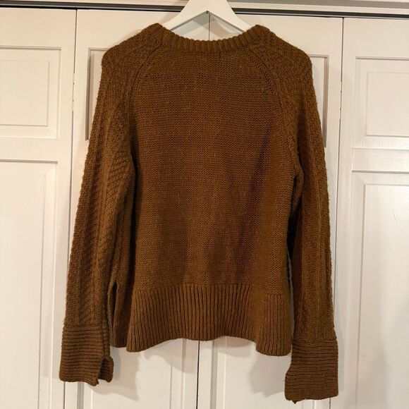 H&M brown chevron crewneck wool blend sweater size small - Picture 6 of 9